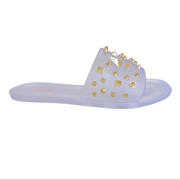 Jelly slide sandal w/ embellished spike trim by Ann More - Picture 4 of 8